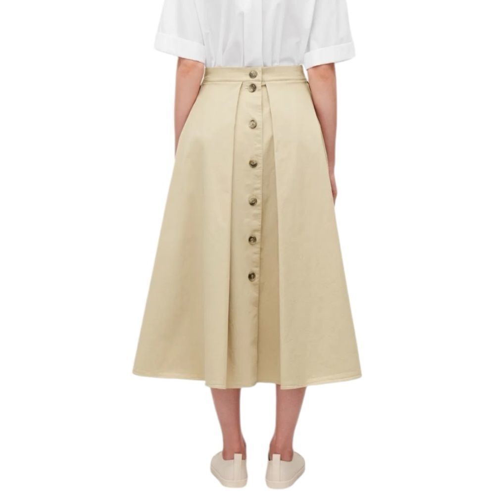 Cos A-Line Midi Skirt With Buttons In Beige Size 2 - image 2